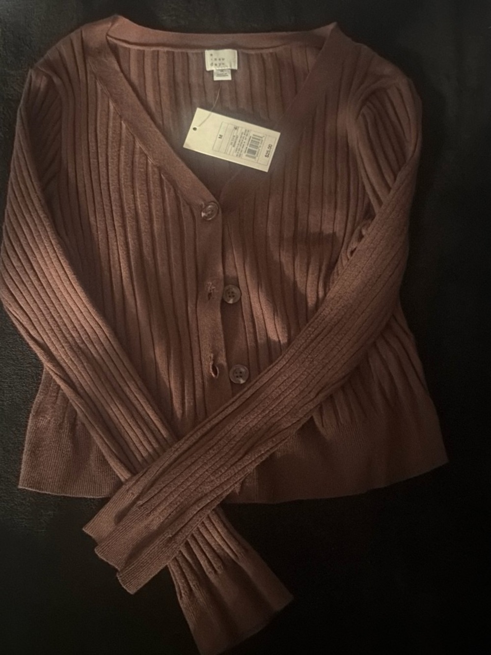 a new day Brown Ribbed V-Neck Button Cardigan